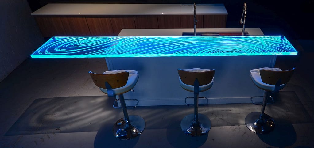 LED and Down lighted Glass Countertop