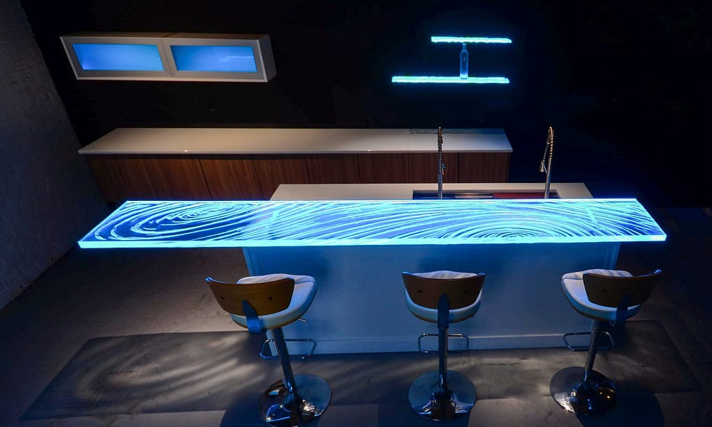 Down lighting of Glass Countertop with LED