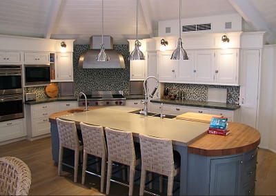 Captiva Island Concrete Countertop with light green color in beautiful coastal home by AlliKriste Tampa Florida