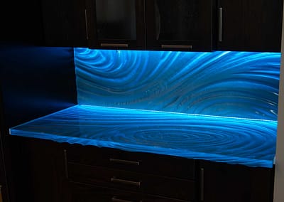 Glass Countertop and Textured Glass Backsplash 1