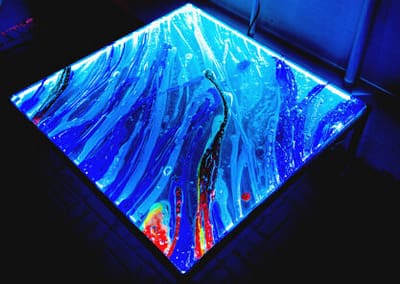 glass table top with led