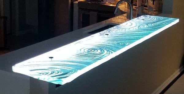 Glass High Bar countertops Low Profile Caps
