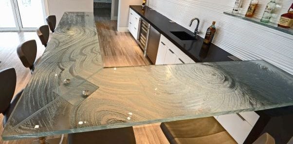 Smooth Texture Transition Across Glass CountertopSeam