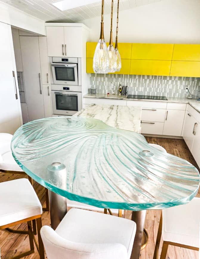 Custom Glass Countertop for a Kitchen Island.