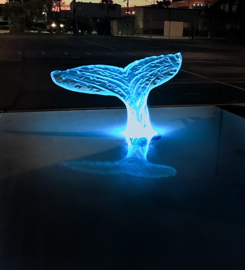 Whale Tail Table in White Glass Table